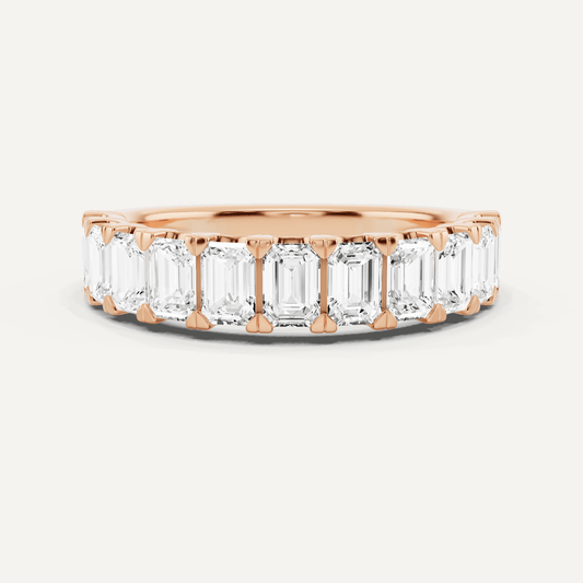 2 ctw Emerald Diamond Eleven Stone Wedding Band - Lotus Diamond