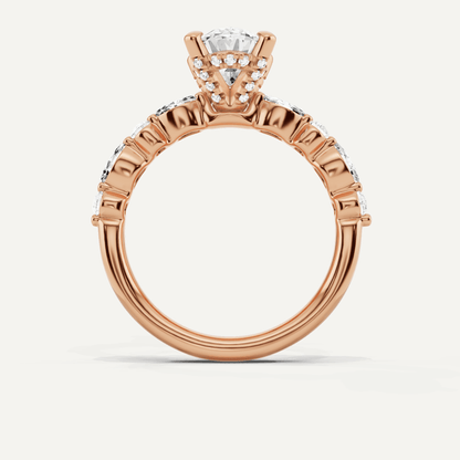 2 ctw Oval Diamond Hidden Halo Accent Engagement Ring - Lotus Diamond