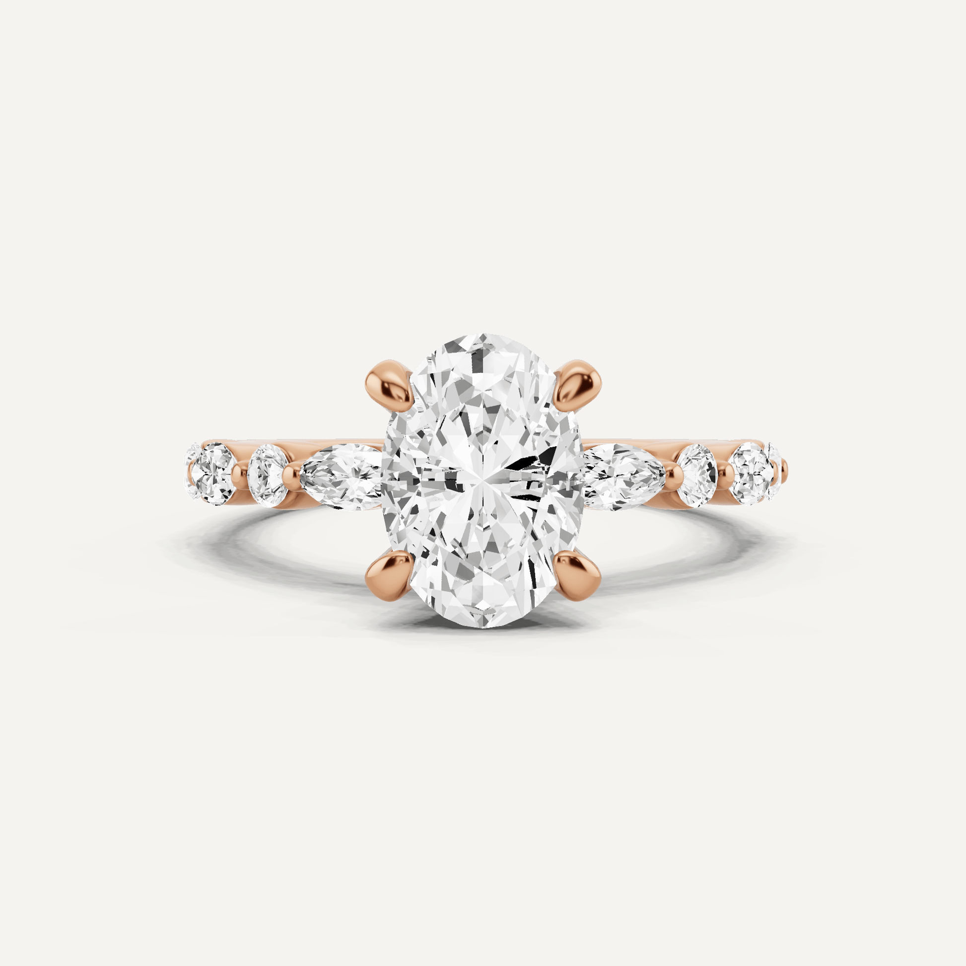 2 ctw Oval Diamond Hidden Halo Accent Engagement Ring - Lotus Diamond