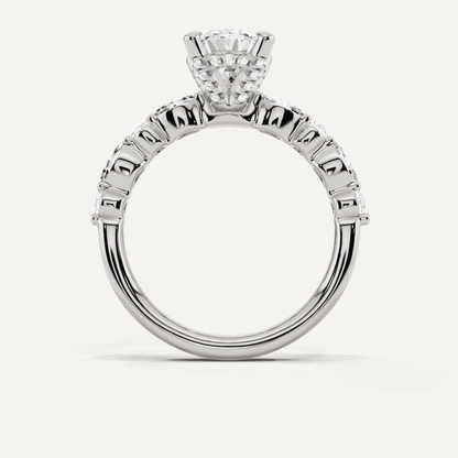 2 ctw Oval Diamond Hidden Halo Accent Engagement Ring - Lotus Diamond