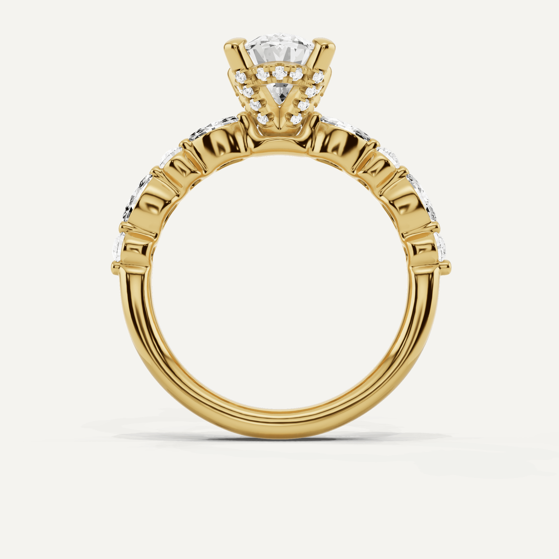 2 ctw Oval Diamond Hidden Halo Accent Engagement Ring - Lotus Diamond