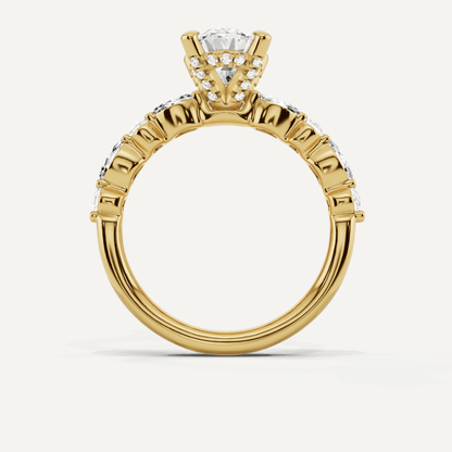 2 ctw Oval Diamond Hidden Halo Accent Engagement Ring - Lotus Diamond
