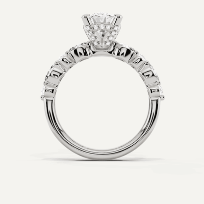 2 ctw Oval Diamond Hidden Halo Accent Engagement Ring - Lotus Diamond