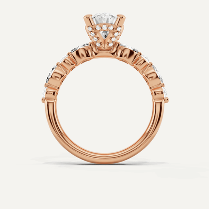 2 ctw Oval Diamond Hidden Halo Accent Engagement Ring - Lotus Diamond