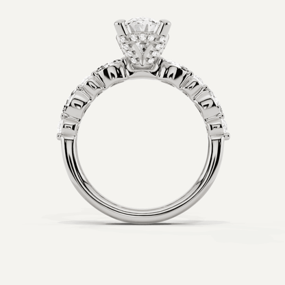 2 ctw Oval Diamond Hidden Halo Accent Engagement Ring - Lotus Diamond