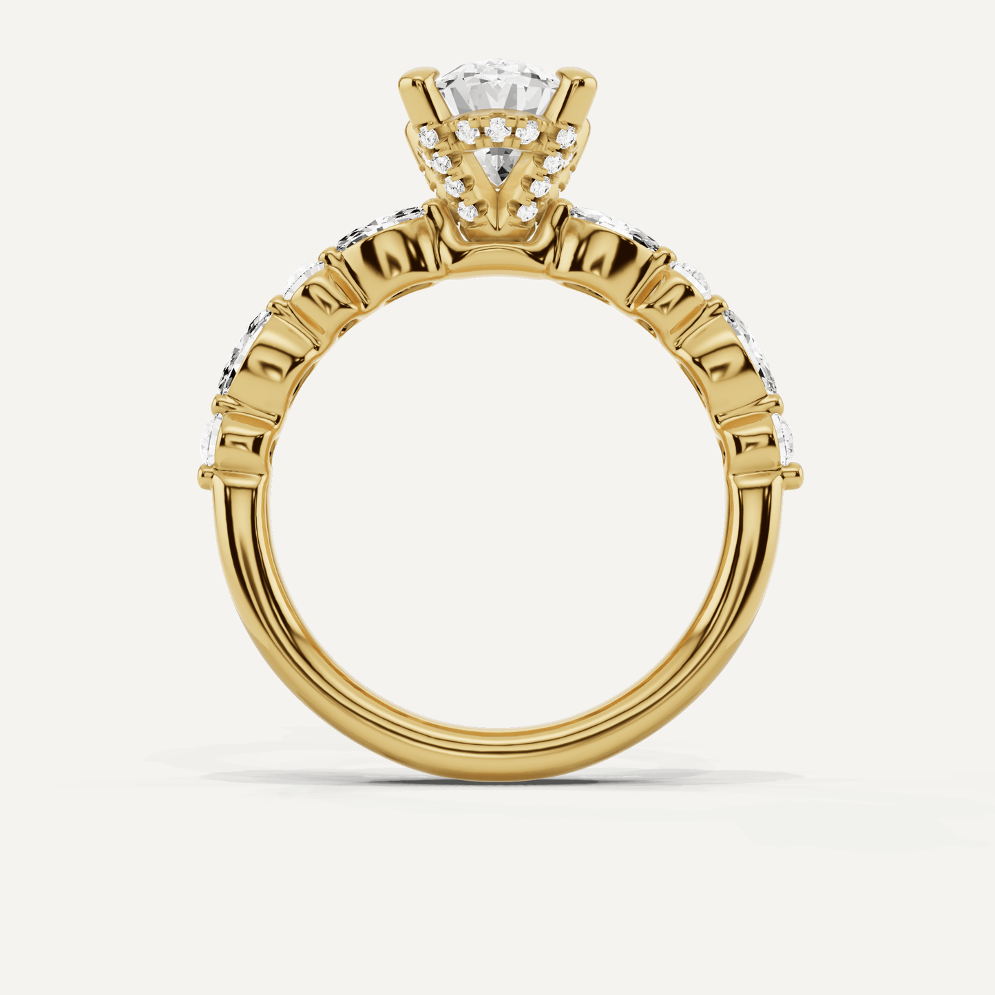 2 ctw Oval Diamond Hidden Halo Accent Engagement Ring - Lotus Diamond