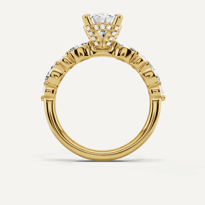 2 ctw Oval Diamond Hidden Halo Accent Engagement Ring - Lotus Diamond