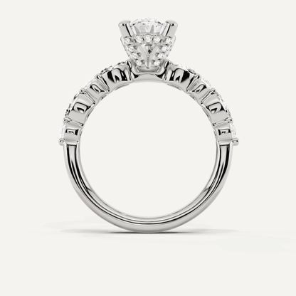 2 ctw Oval Diamond Hidden Halo Accent Engagement Ring - Lotus Diamond