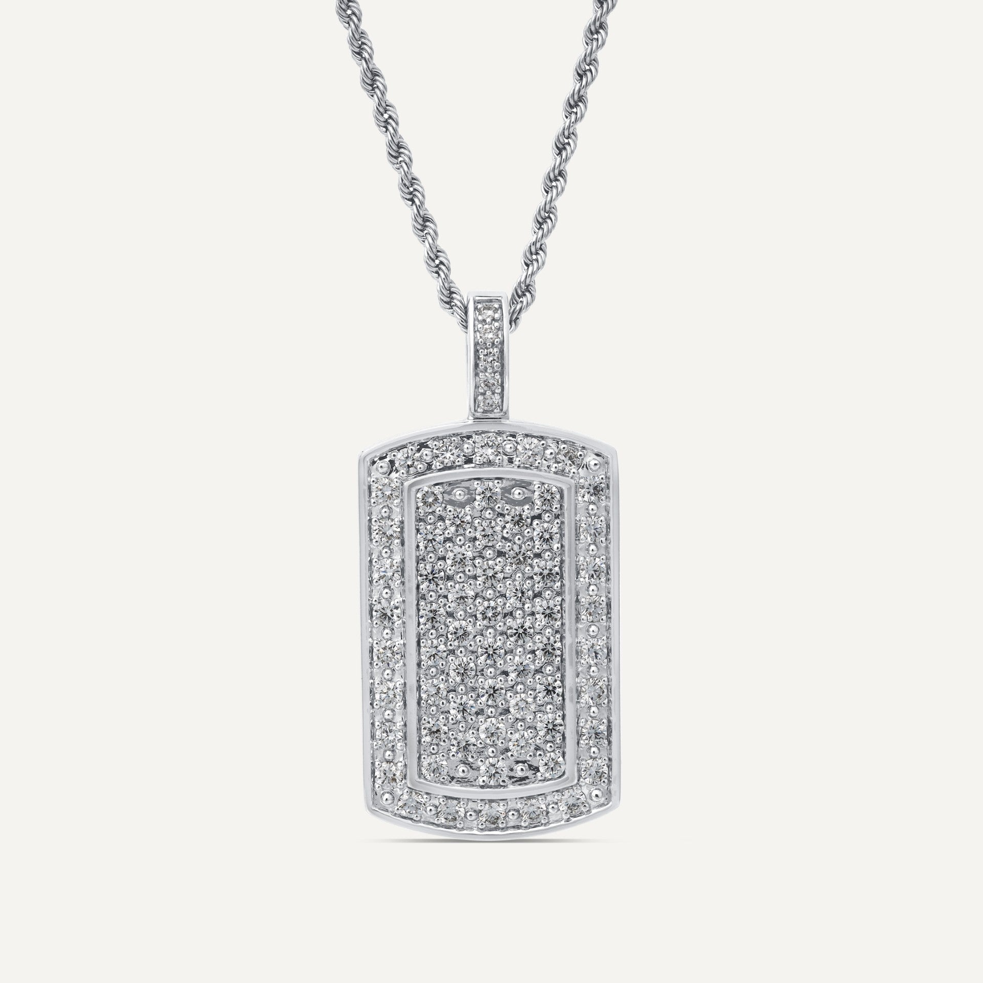2 ctw Round Diamond Dog Tag Pendant - Lotus Diamond