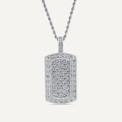 2 ctw Round Diamond Dog Tag Pendant - Lotus Diamond