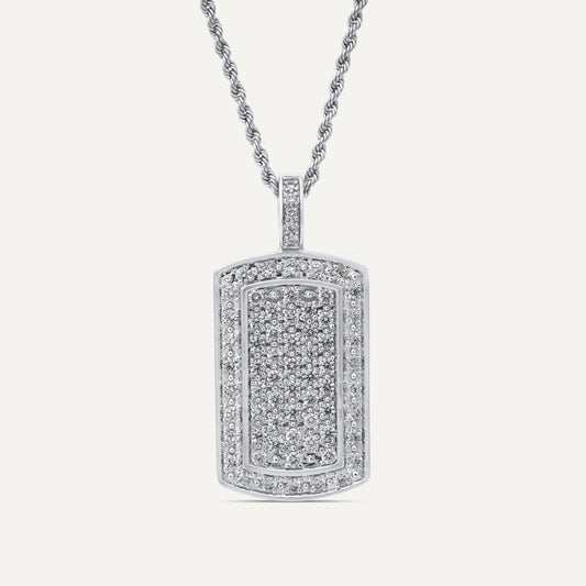 2 ctw Round Diamond Dog Tag Pendant - Lotus Diamond