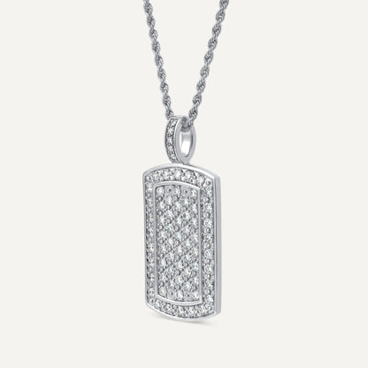 2 ctw Round Diamond Dog Tag Pendant - Lotus Diamond