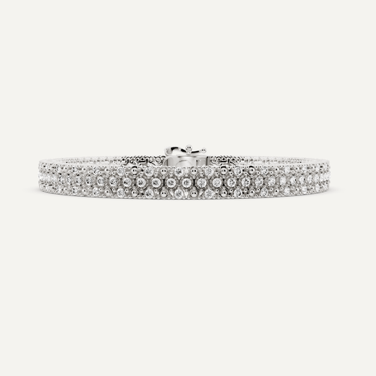 2 ctw Round Diamond Miracle Set Three Row Fashion Bracelet - Lotus Diamond