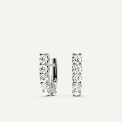 2 ctw Round Diamond Prong Set Huggie Hoop Earrings - Lotus Diamond
