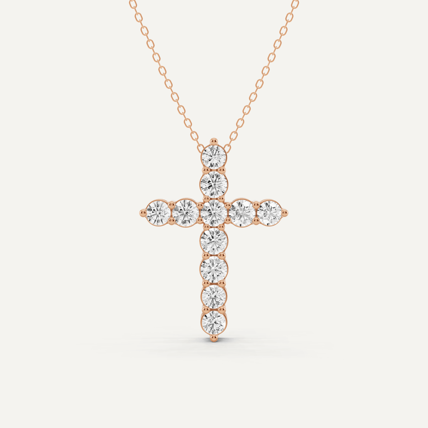 2 ctw Round Diamond Shared Prong Cross Pendant - Lotus Diamond
