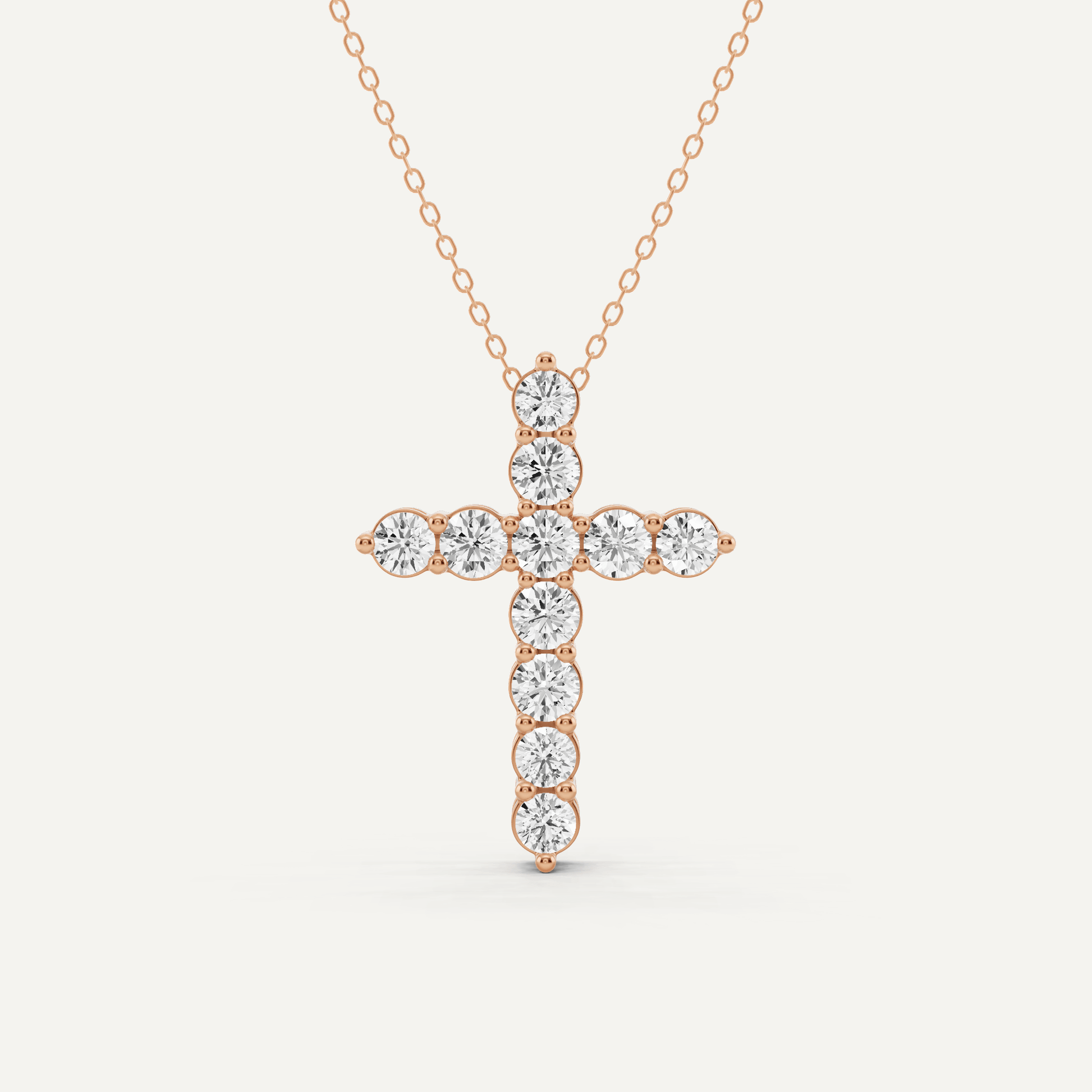 2 ctw Round Diamond Shared Prong Cross Pendant - Lotus Diamond