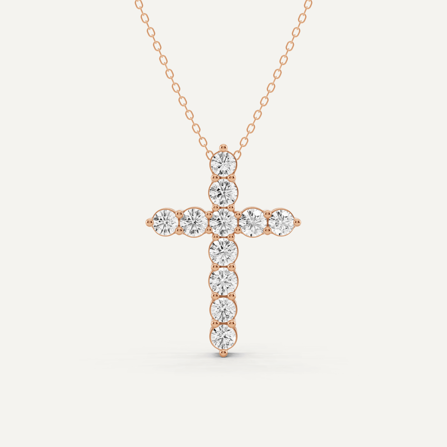 2 ctw Round Diamond Shared Prong Cross Pendant - Lotus Diamond