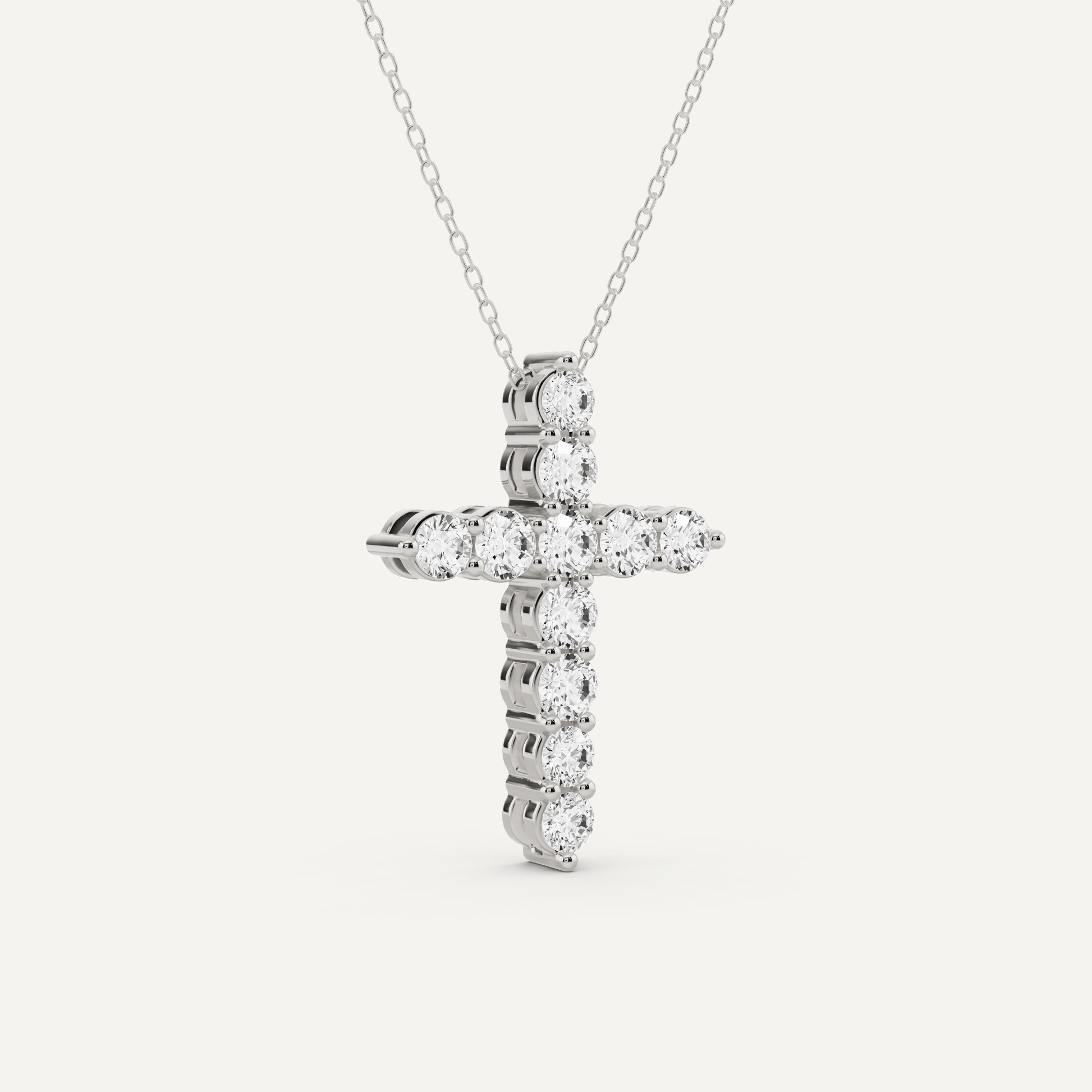 2 ctw Round Diamond Shared Prong Cross Pendant - Lotus Diamond
