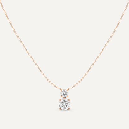 2 ctw Round Diamond Two Stone Fashion Necklace - Lotus Diamond