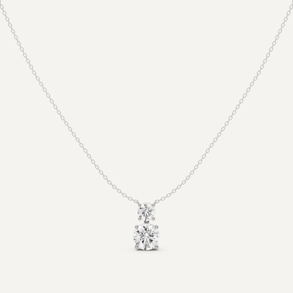 2 ctw Round Diamond Two Stone Fashion Necklace - Lotus Diamond