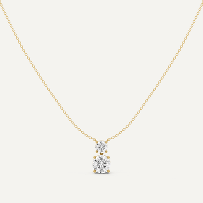2 ctw Round Diamond Two Stone Fashion Necklace - Lotus Diamond