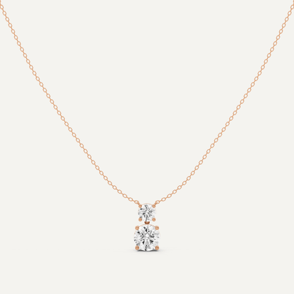 2 ctw Round Diamond Two Stone Fashion Necklace - Lotus Diamond