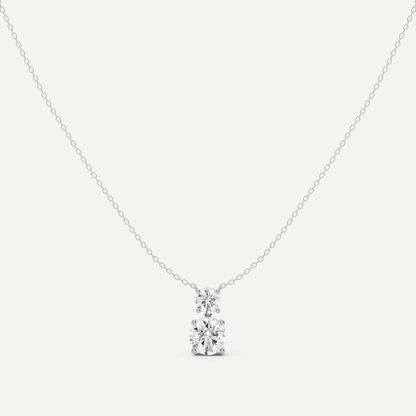 2 ctw Round Diamond Two Stone Fashion Necklace - Lotus Diamond