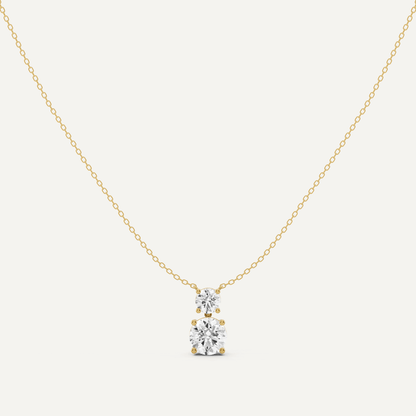2 ctw Round Diamond Two Stone Fashion Necklace - Lotus Diamond