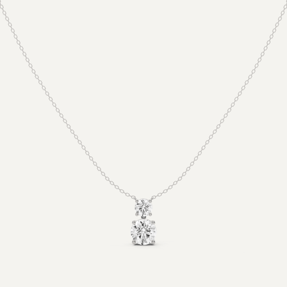 2 ctw Round Diamond Two Stone Fashion Necklace - Lotus Diamond