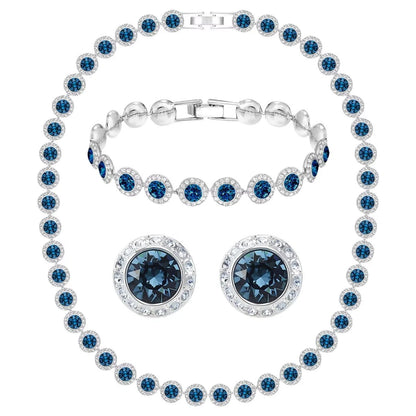 2026 High Quality Women's Classic Happiness Diamond Round Crystal Necklace Set S925 Silver Beautiful Angel Series Jewelry Set - Lotus Diamond