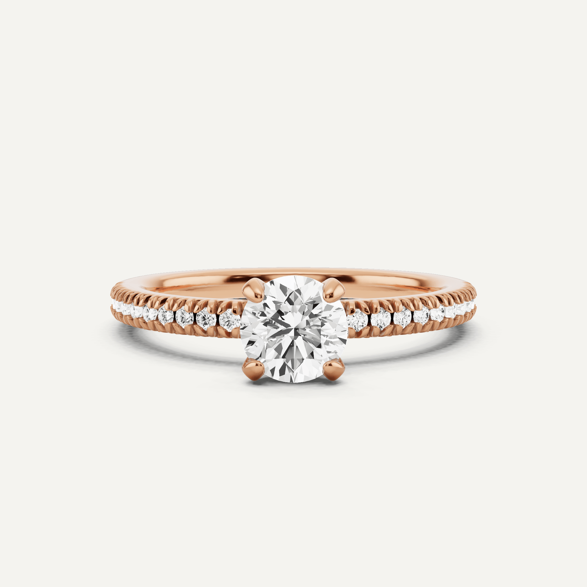2/3 ctw Round Diamond Classic Pave Side Stone Engagement Ring - Lotus Diamond