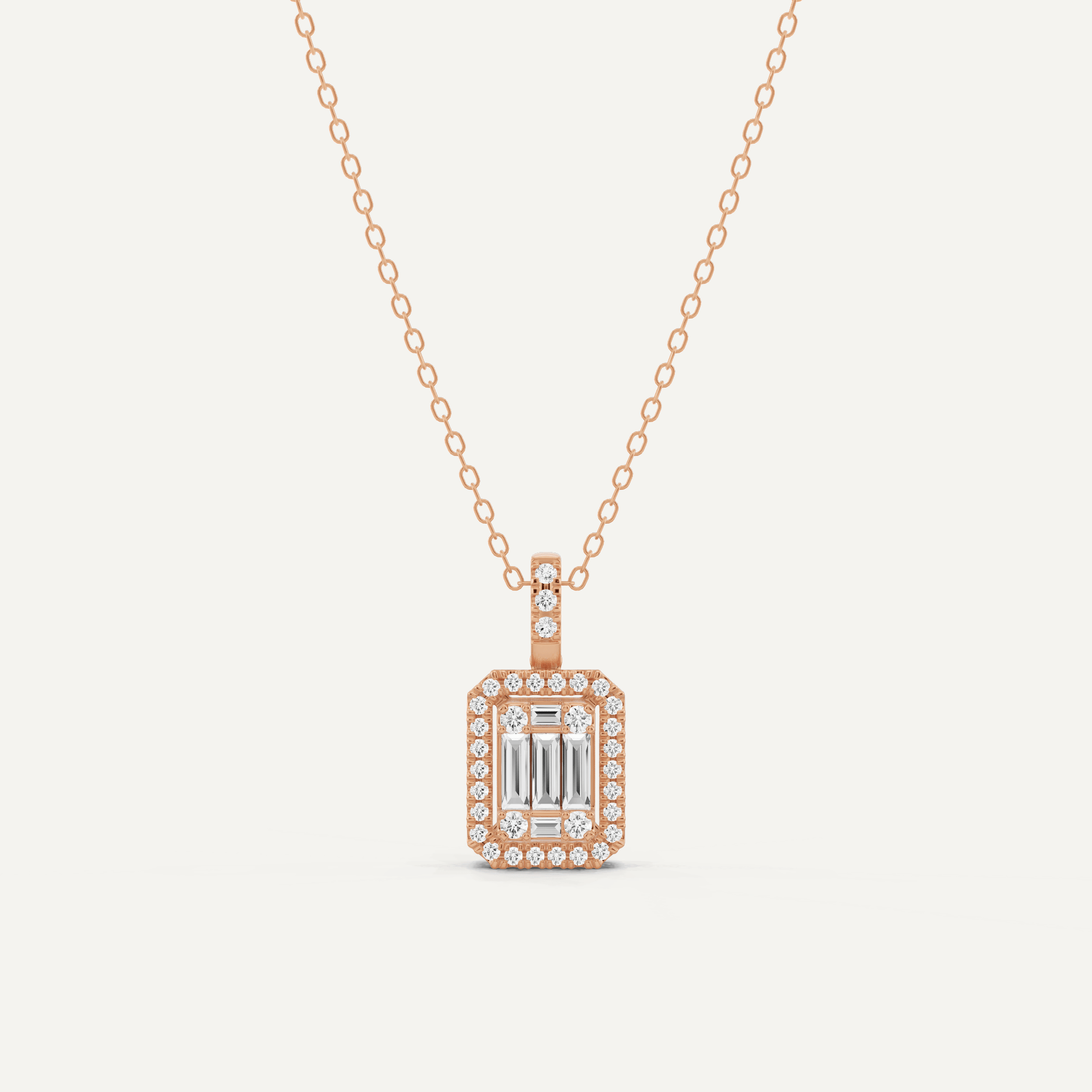 2/5 ctw Baguette Diamond Halo Fashion Pendant - Lotus Diamond