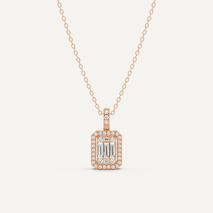 2/5 ctw Baguette Diamond Halo Fashion Pendant - Lotus Diamond