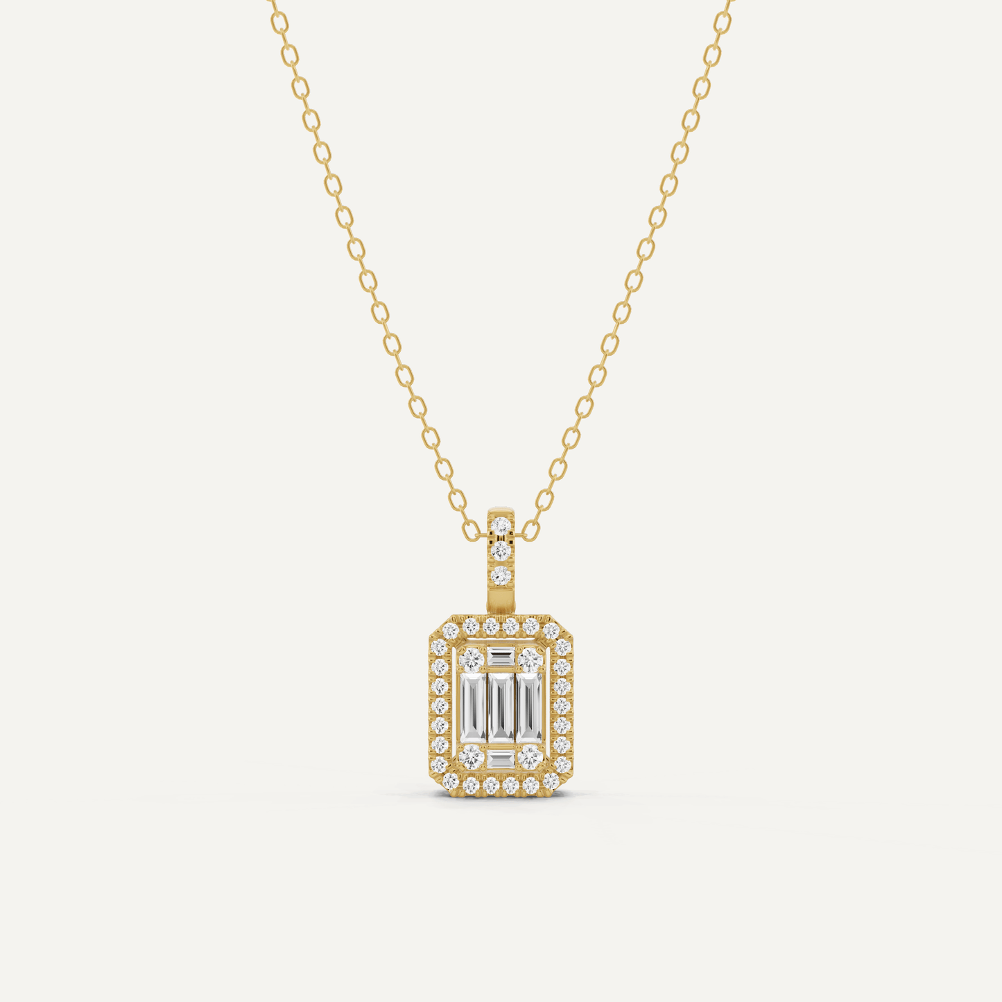 2/5 ctw Baguette Diamond Halo Fashion Pendant - Lotus Diamond