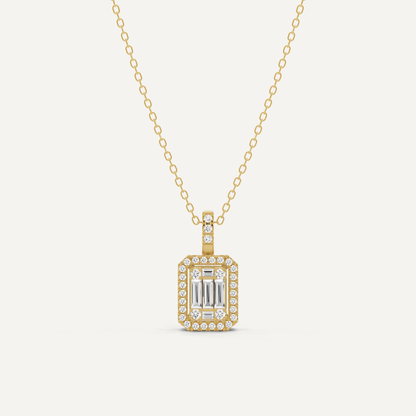 2/5 ctw Baguette Diamond Halo Fashion Pendant - Lotus Diamond
