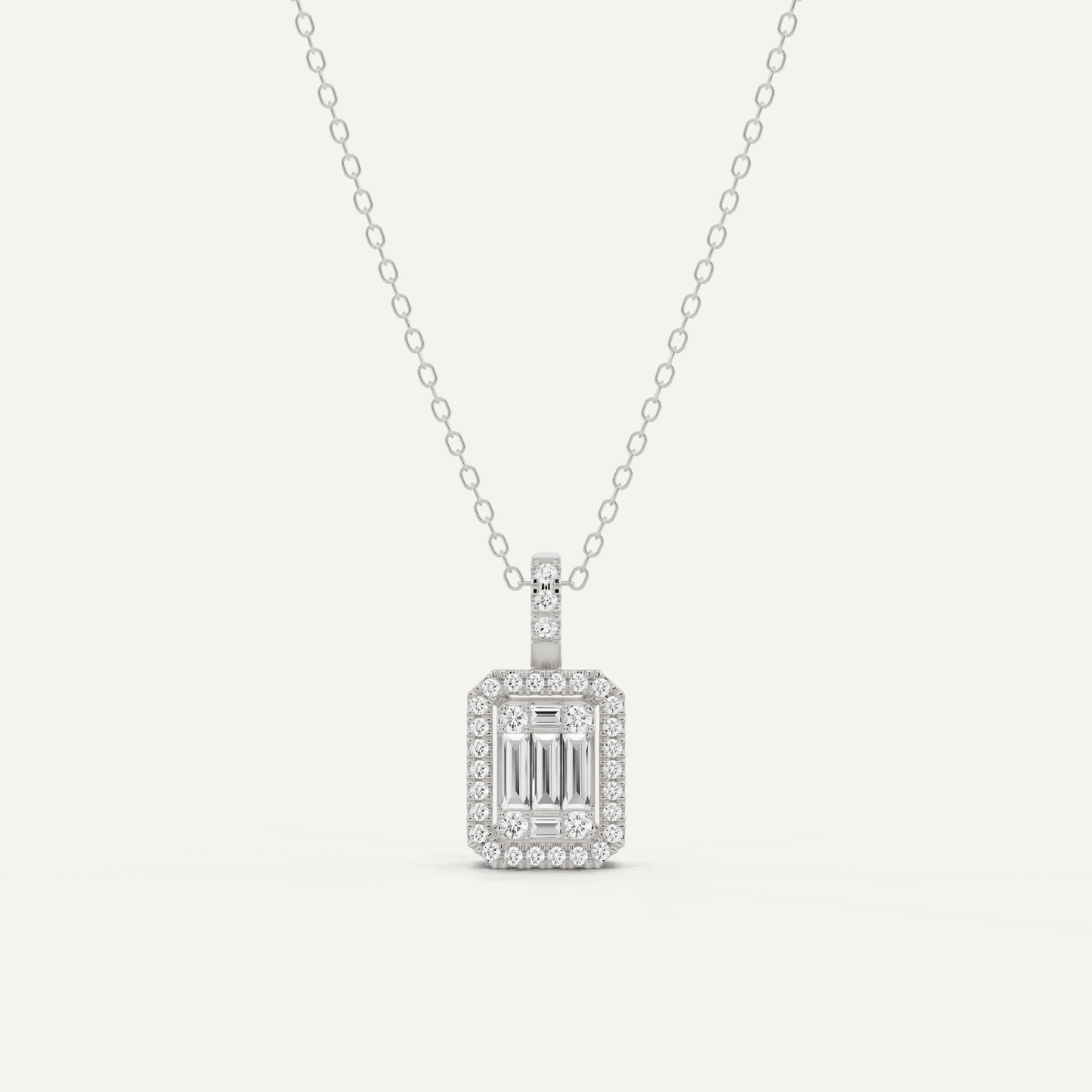 2/5 ctw Baguette Diamond Halo Fashion Pendant - Lotus Diamond