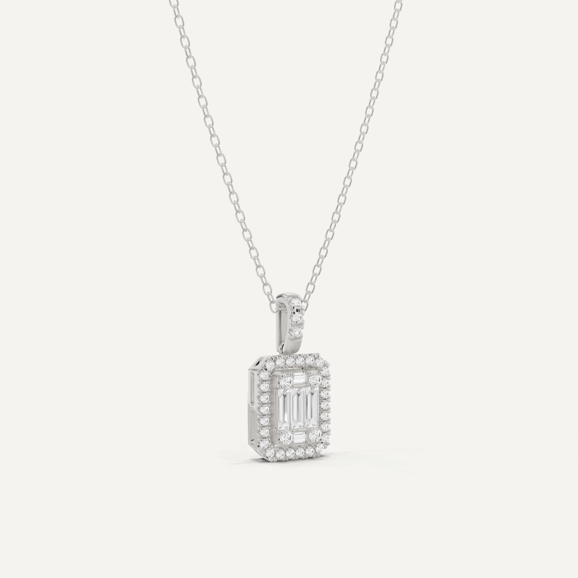 2/5 ctw Baguette Diamond Halo Fashion Pendant - Lotus Diamond