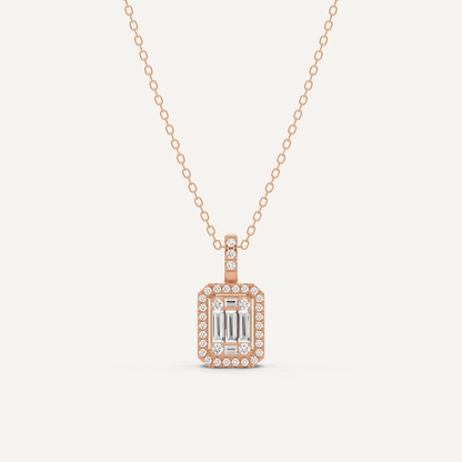 2/5 ctw Baguette Diamond Halo Fashion Pendant - Lotus Diamond