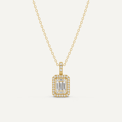 2/5 ctw Baguette Diamond Halo Fashion Pendant - Lotus Diamond