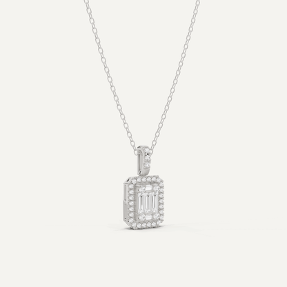 2/5 ctw Baguette Diamond Halo Fashion Pendant - Lotus Diamond