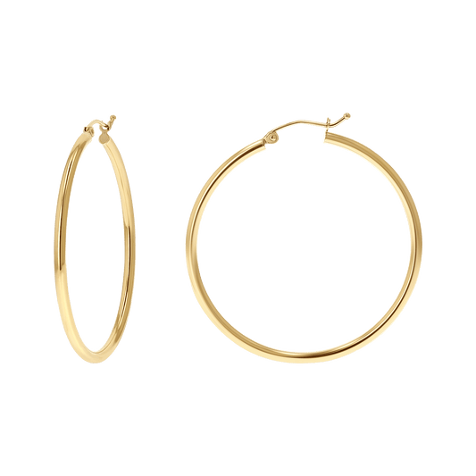 2mm Gold Tube Hoop Earrings - Lotus Diamond