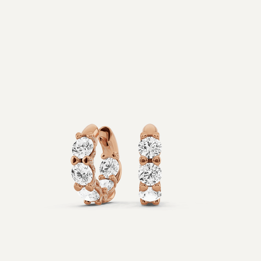 3 1/3 ctw Round Diamond Inside Out Huggie Hoop Earrings - Lotus Diamond