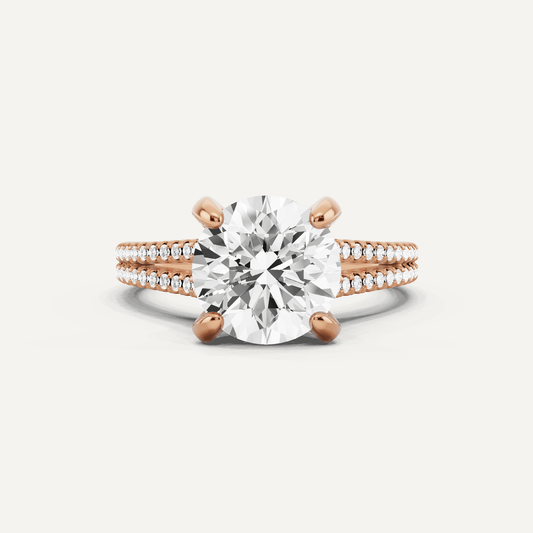 3 1/4 ctw Round Diamond Split Shank Hidden Halo Engagement Ring - Lotus Diamond