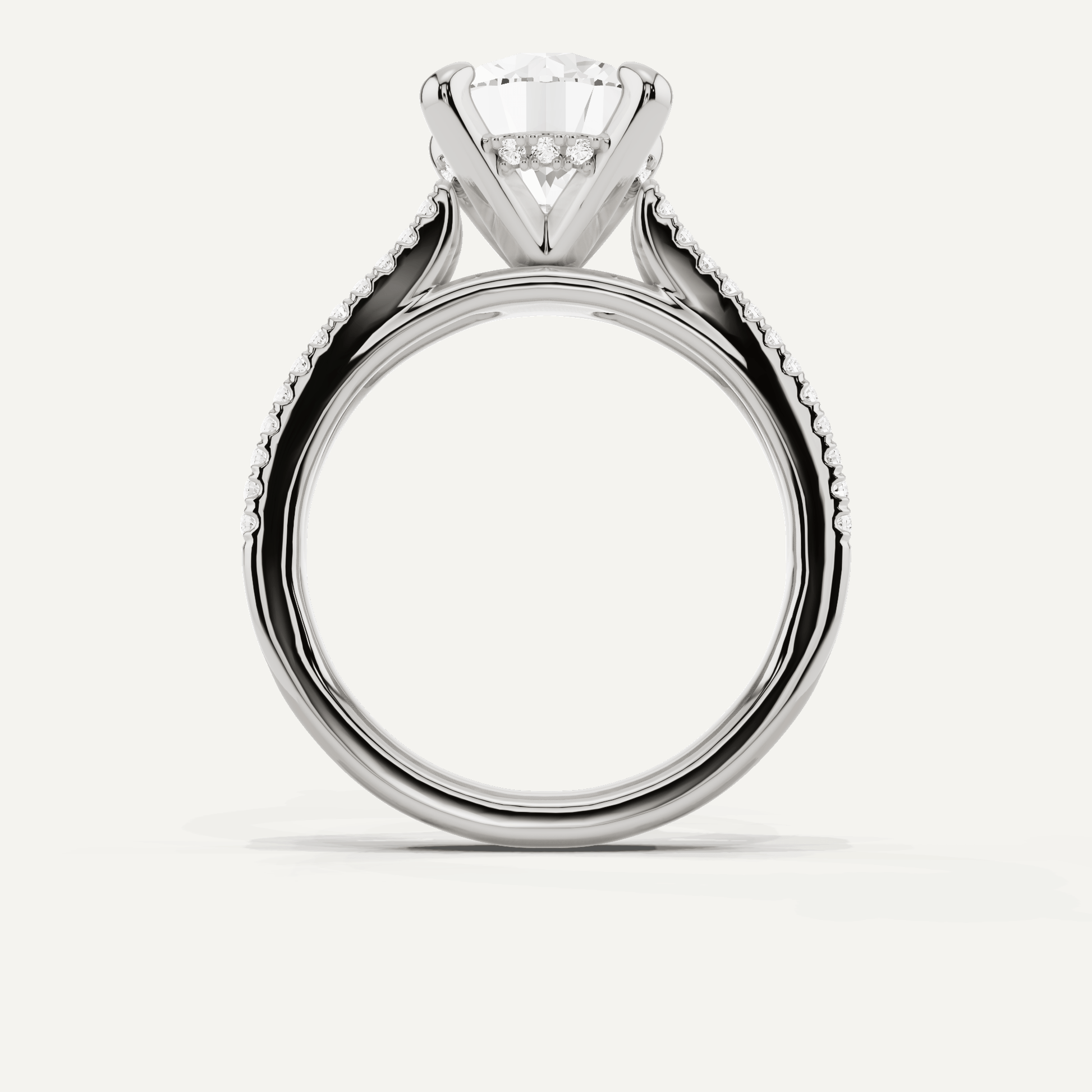 3 1/4 ctw Round Diamond Split Shank Hidden Halo Engagement Ring - Lotus Diamond
