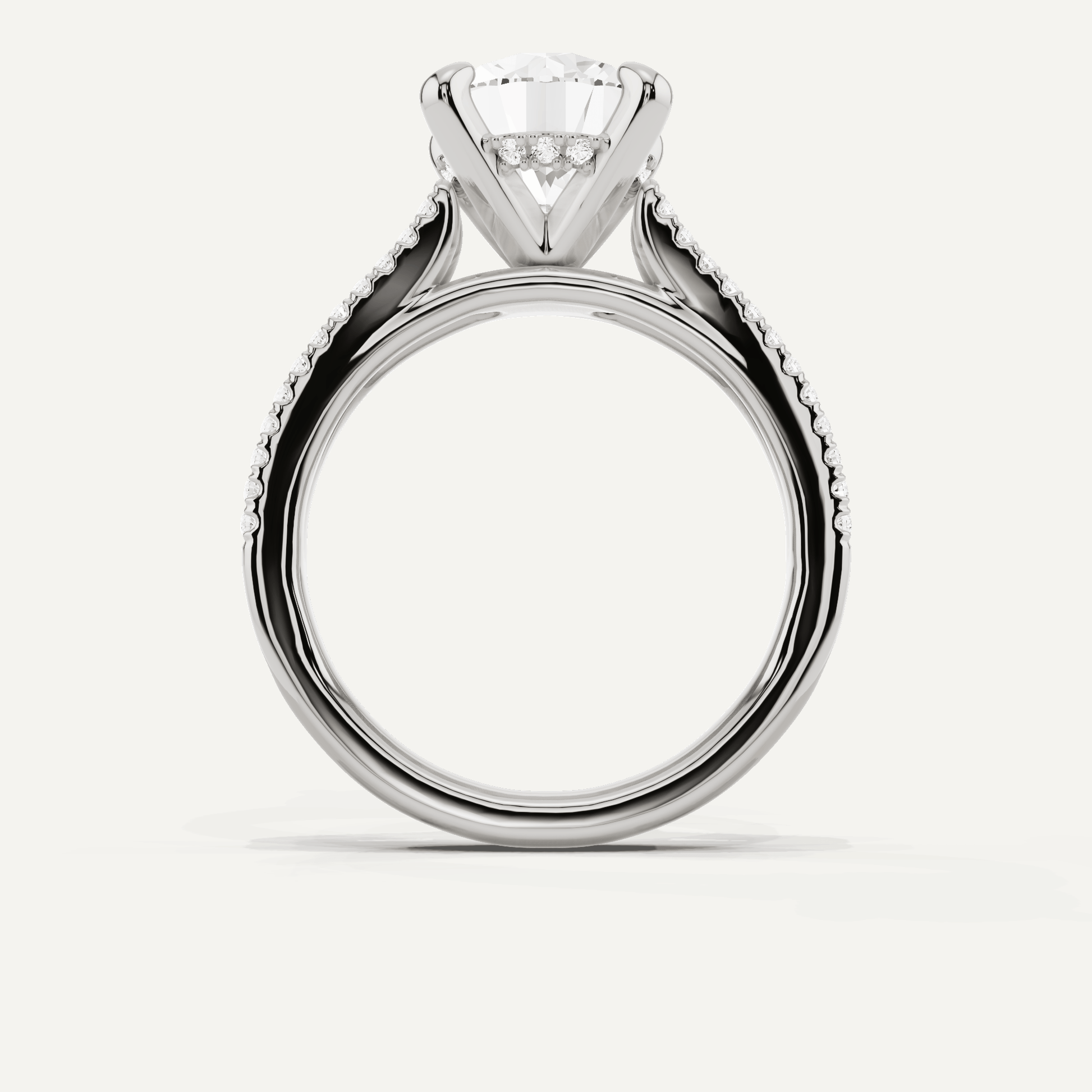 3 1/4 ctw Round Diamond Split Shank Hidden Halo Engagement Ring - Lotus Diamond