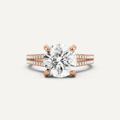 3 1/4 ctw Round Diamond Split Shank Hidden Halo Engagement Ring - Lotus Diamond