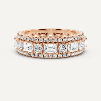 3 ctw Emerald Diamond Three Row Eternity Band - Lotus Diamond