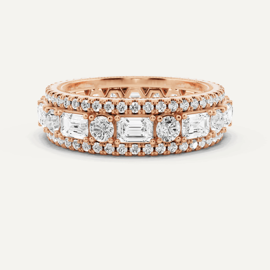 3 ctw Emerald Diamond Three Row Eternity Band - Lotus Diamond