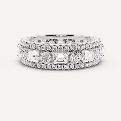 3 ctw Emerald Diamond Three Row Eternity Band - Lotus Diamond