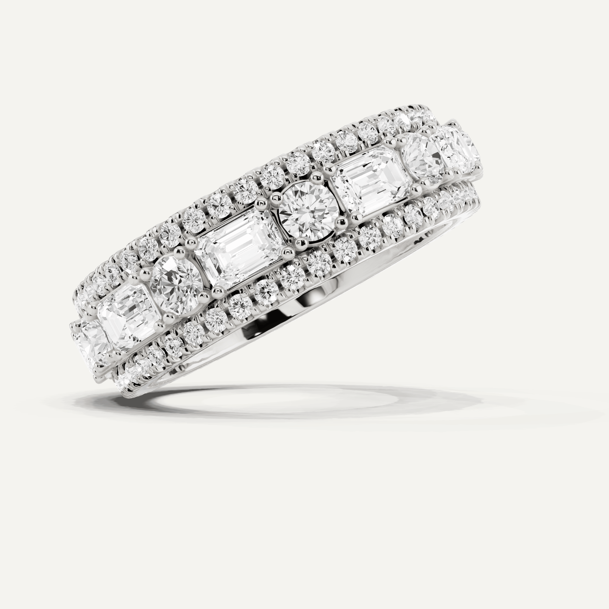 3 ctw Emerald Diamond Three Row Eternity Band - Lotus Diamond